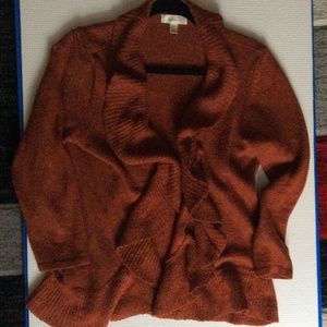 EUC Open Front Ruffle Edge Cardigan Sweater